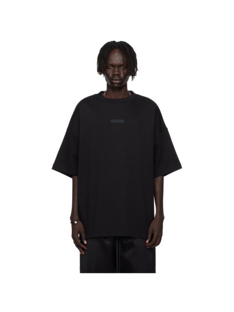 ESSENTIALS Black 90s Fit Piqué Crewneck T-shirt