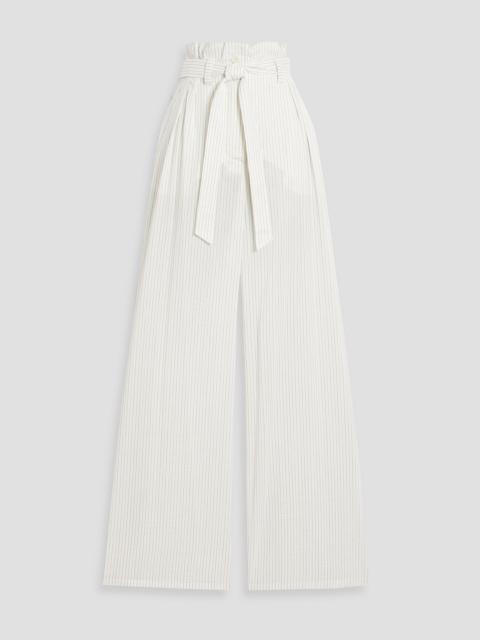 Max Mara Xero pinstriped cotton and silk-blend wide-leg pants