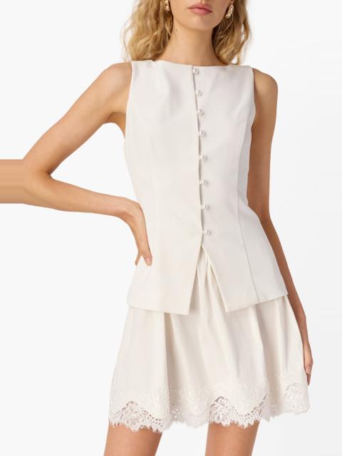 CAMI NYC CAMI NYC Oakley Lace Trim Mixed Media Minidress in White at Nordstrom