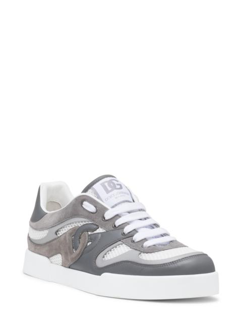 Dolce & Gabbana Dolce&Gabbana Mesh & Leather Sneaker in Bianco/Grigio Scuro at Nordstrom