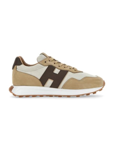 SUEDE PANEL LACE-UP SNEAKERS BROWN