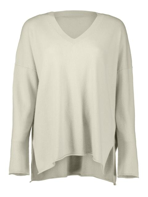 Allude LONG SLEEVE VNECK SWEATER - FLEUR DE SEL