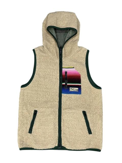 Other Designers Native - Vintage TITICACA Serape Stripe Faux Sherpa Hoodie Vest