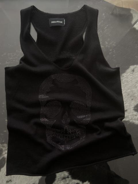 Zadig & Voltaire Zadig&Voltaire skull V-neck black sleeveless top