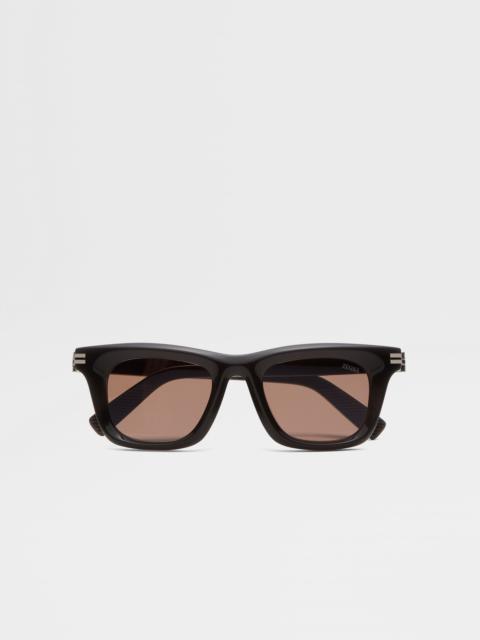 ZEGNA BLACK ACETATE SUNGLASSES
