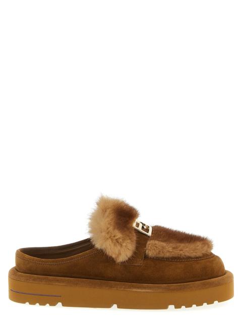 FENDI Fendi Women Suede And Fur Sabots