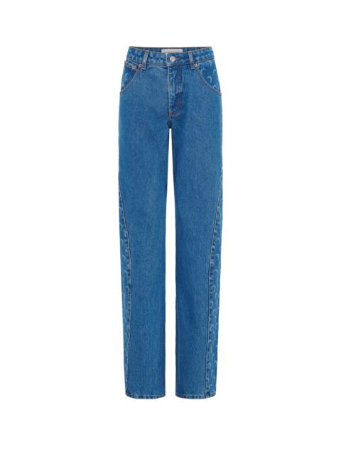 Marine Serre Moon Laser Denim Curved Jeans