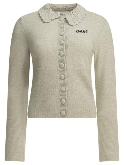 Chloé Chloé Polo Sweater With Logo Grey