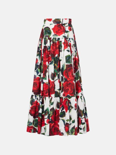 Dolce & Gabbana Floral tiered cotton maxi skirt