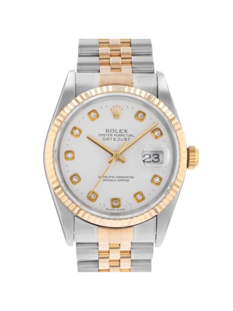 Pre-owned Rolex Datejust Automatic Chronometer Diamond White Dial Men's Watch 16233 WDJ
