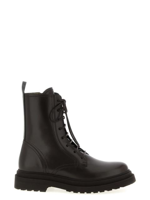 Brunello Cucinelli 'Shiny Loop Detail' combat boots