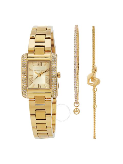 MICHAEL KORS Michael Kors Emery Quartz Gold Dial Ladies Watch and Bracelets Gift Set MK7510SET
