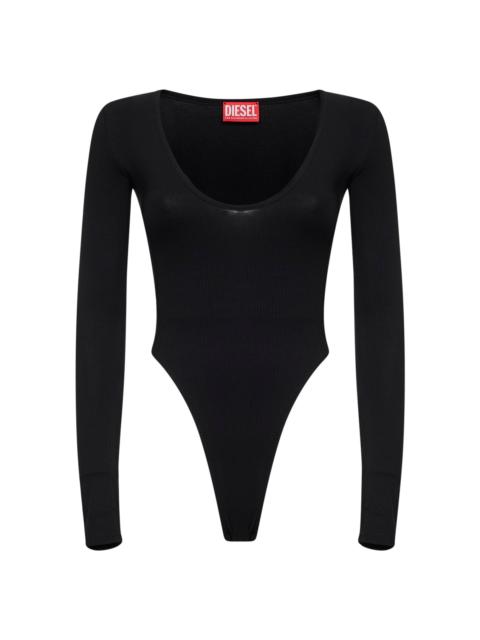 Diesel Diesel Women Black Ribbed Jersey T-Bodyn Bodysuit