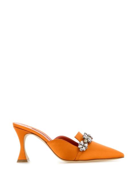 Manolo Blahnik Manolo Blahnik Women Orange Satin Permu Mules