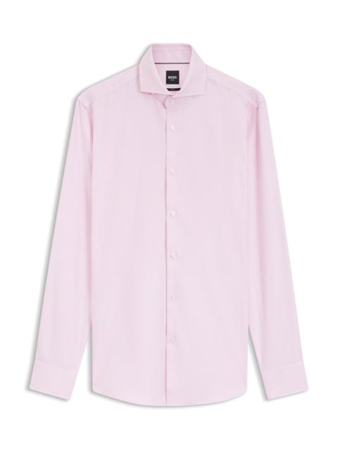 BOSS SLIM-FIT SHIRT IN STRUCTURED WRINKLE-FREE COTTON