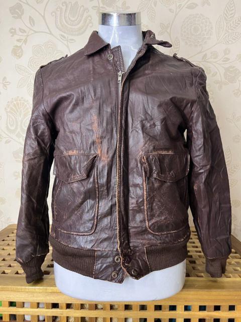 Vintage - Genuine Cowhide Leather Marquis Bomber Jacket Made In Japan