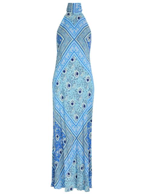 RIXO Rixo Maura Patterned Halter-neck Chiffon Midi Dress