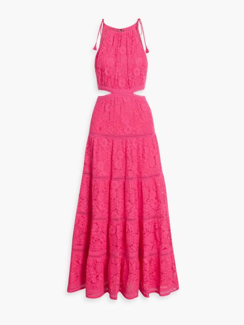 Alice + Olivia Myrtice cutout guipure lace maxi dress