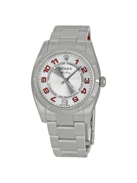 ROLEX Rolex Airking Silver Concentric Arabic Dial Men's Watch Engine Turned Bezel 114210SCOAO