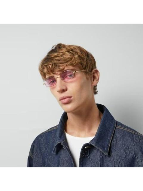 GUCCI NEW Gucci GG1648S 005 Gold Pink Unisex Rectangle Sunglasses GG 1648S