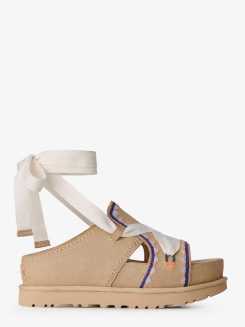 UGG Ugg Goldenstar Hi Artistitch Suede Sandals Beige