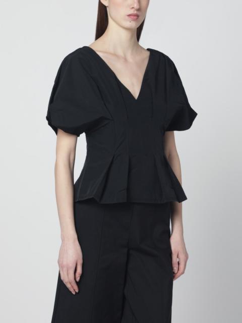 SIMKHAI Rozen black cotton faille top