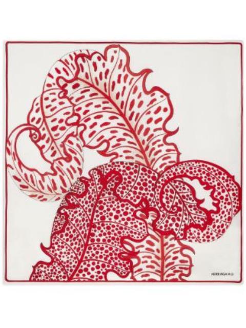 FERRAGAMO Ferragamo Foliage Print Silk Scarf