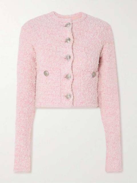 Cropped metallic cotton-blend tweed cardigan