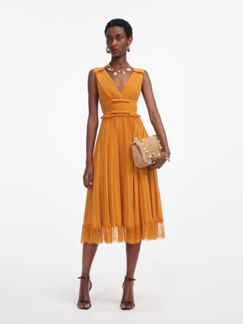 self-portrait Burnt Orange Chiffon Midi Dress