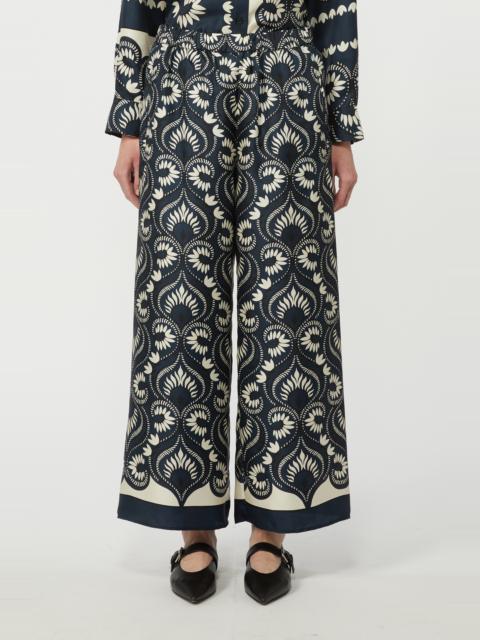 WEEKEND Max Mara Weekend Max Mara Dotti Wide Leg Silk Pants in Navy at Nordstrom