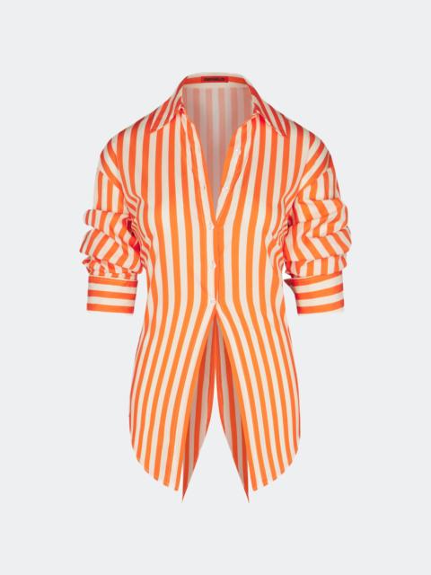 SIMONMILLER Loch Poplin Button Up In Coral Cabana Stripe