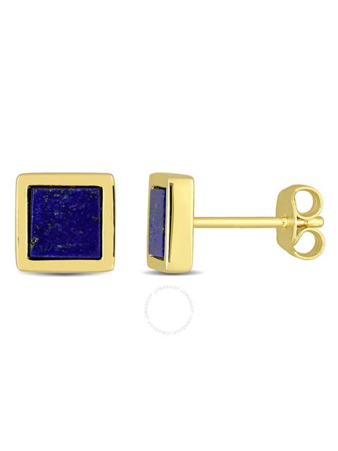 Other Designers AMOUR 1 CT TGW Lapis Square Stud Earrings In Yellow Plated Sterling Silver