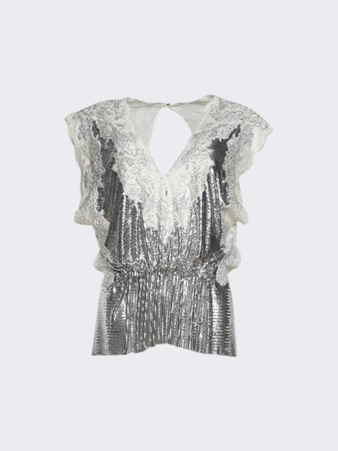 rabanne Lace And Aluminum Mesh Top Silver