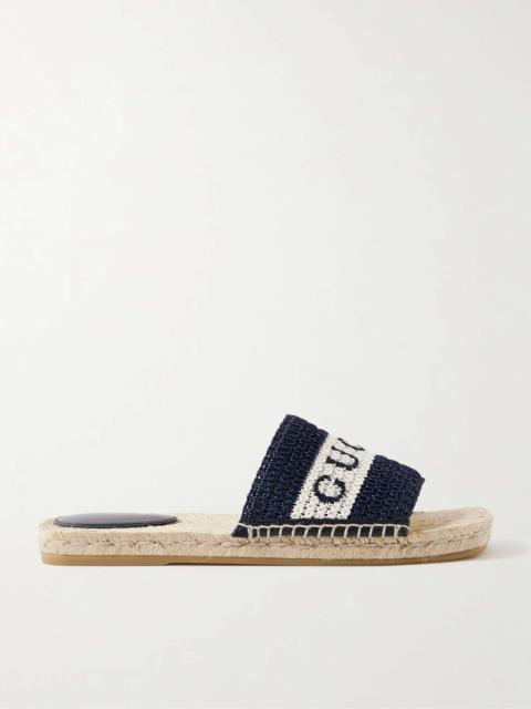 Numa embroidered striped raffia slides Blue