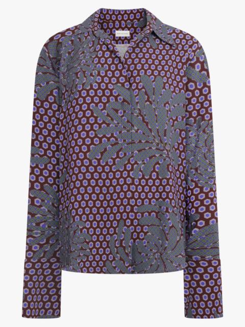 Dries Van Noten CELINDRA FLORAL MOTIF LS SHIRT | PURPLE/BLUE