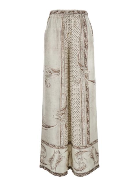 Max Mara Max Mara Women 'Rive' Whitetrousers All-Over Geometric Print In Silk Woman