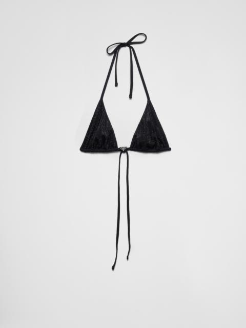 Prada Jersey triangle bikini top with rhinestones