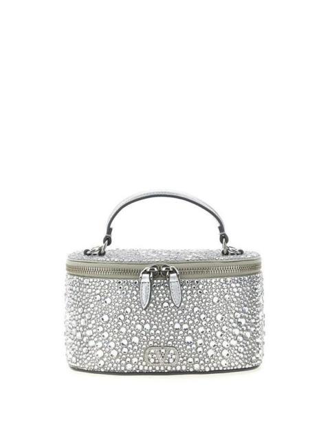 Valentino VALENTINO GARAVANI Vanity Mini Silver Crystals Top Handle Ba