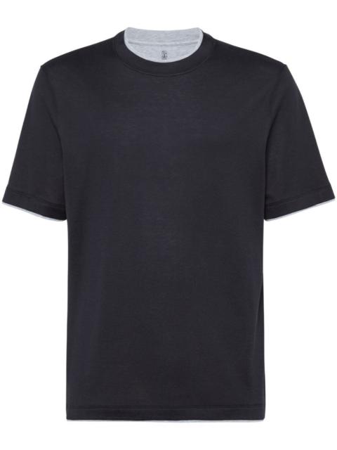 Crew Neck T-Shirt With Faux-Layering