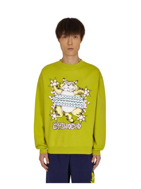 BRAIN DEAD Relaxed Cat Crewneck Sweatshirt Green