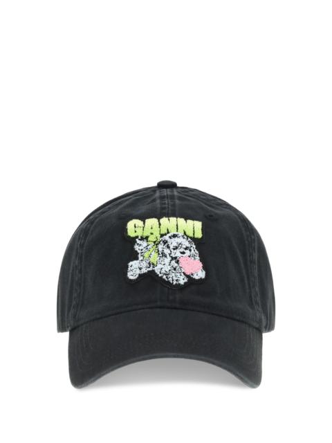 GANNI Ganni Women Washed Cotton Canvas Puppy Cap