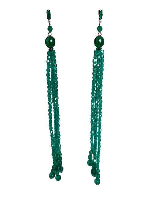 Other Designers Green Crystal & Glass Beads Dangling Earrings
