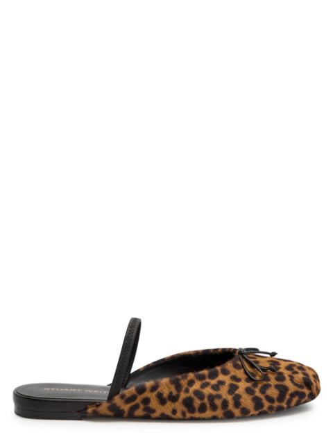 Stuart Weitzman Stuart Weitzman Prima Leopard-print Calf-hair Ballet Mules