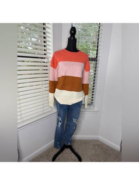 Other Designers Old Navy Women's Striped Sweater - Coral, Pink, Brown, Cream