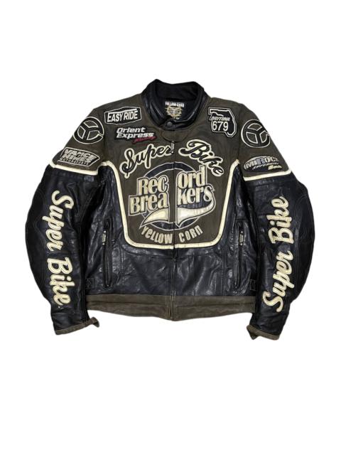 Other Designers Vintage Yellow Corn Super Bike Racing Jacket Record Breakers