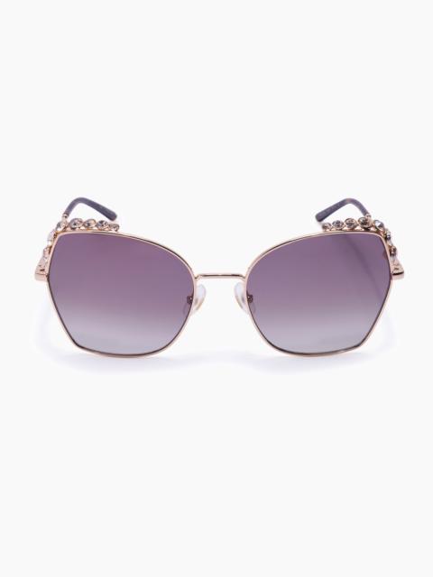 CAROLINA HERRERA Crystal-Embellished Oversized Round Metal Sunglasses