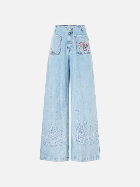 CAMILLA LUNA KITSCH STITCH HIGH RISE WIDE LEG JEAN