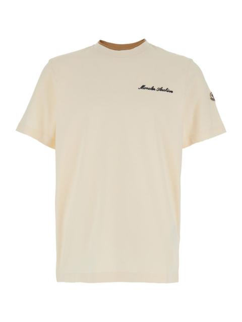 Moncler Moncler Men White T-Shirt With Embroidered Logo On The Front And Logo Patch On The Sleeve In Cotton 