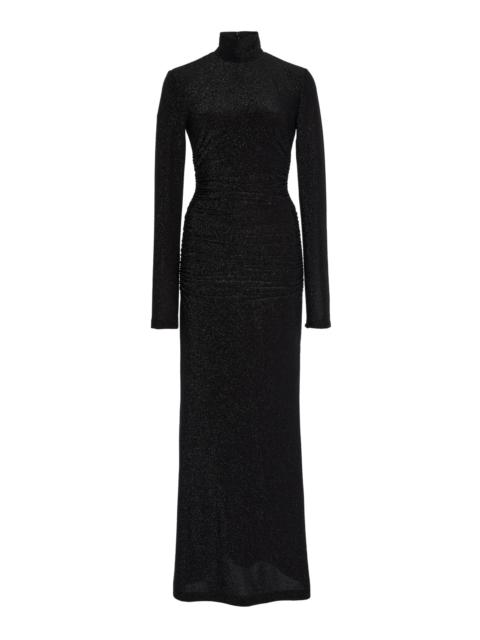 CAROLINA HERRERA Lurex Jersey Turtleneck Midi Dress black