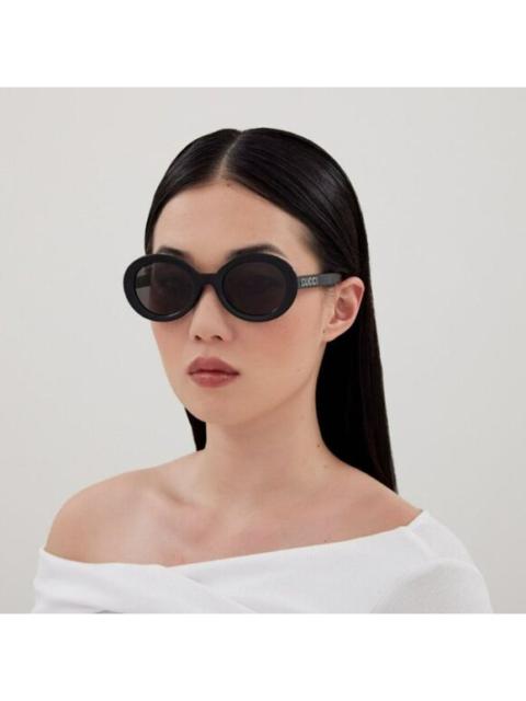 GUCCI NEW Gucci GG1722SA 001 Shiny Black Grey Unisex Oval Sunglasses GG 1722SA